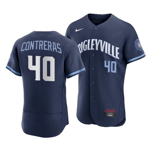 Men's Chicago Cubs #40 Willson Contreras 2021 Navy City Connect Stitched Jersey Men's Chicago Cubs #40 Willson Contreras 2021 Navy City Connect Stitched Jersey